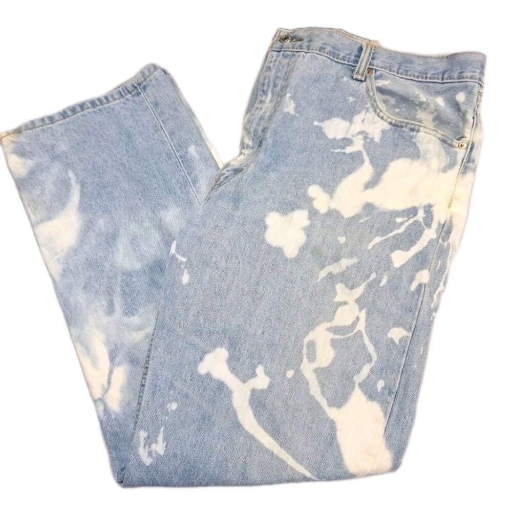 Levi Strauss Men's 505  Blue Jeans 44x32 Custom Bleached